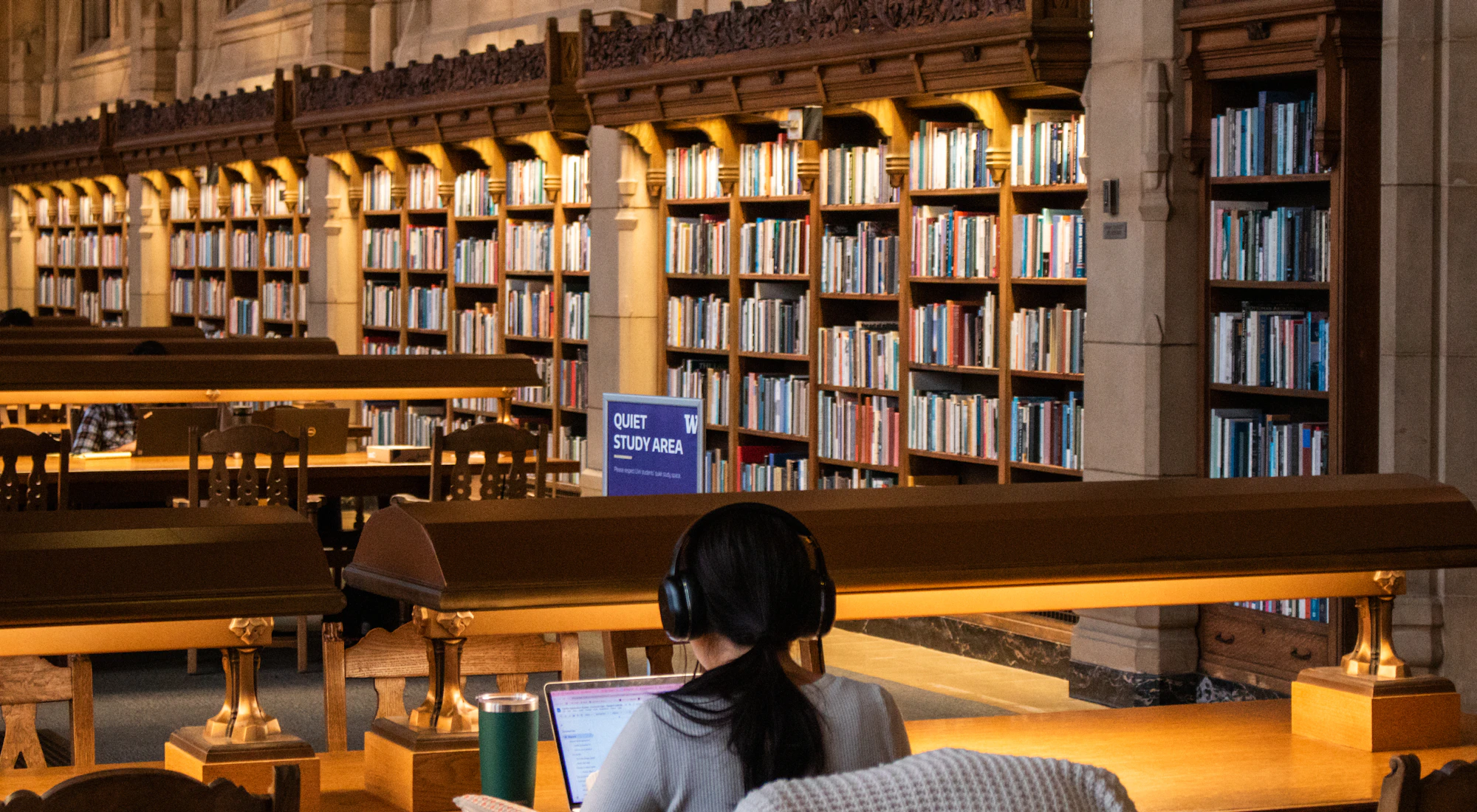 Studentin lernt in der Bibliothek